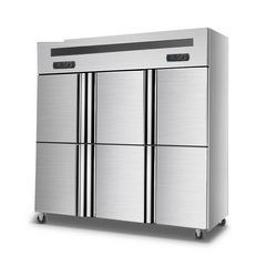 Commercial Stainless Steel Six Doors Refrigerator Upright Chiller Display Fridge Baking Drink Beverage Refrigerator