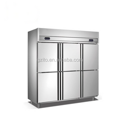 Commercial Stainless Steel Six Doors Refrigerator Upright Chiller Display Fridge Baking Drink Beverage Refrigerator