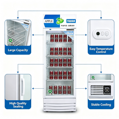 Hot Sale R20-1A Commercial Upright Beverage Cooler Display Fridge Glass Door Drink Refrigerator