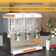KK18JLR-3 Spraying/Cold & Hotdrink Commercial Juice Dispensers 3-Tank