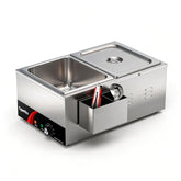 2 tank CyperEra CE-FW19 Commercial Food Warmer 19QT, 1200W Countertop Bain Marie Buffet Warmer, Water Bath Steam Table with Seamless Stainless Steel Tank & Precise Temp Control (86-185°F)