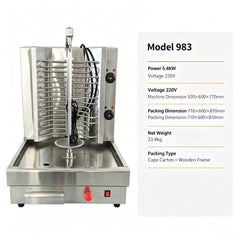 CyperEra CG‑983 5.4KW Electric Vertical Shawarma Grill, Commercial Doner Kebab Machine with Dual Heating Zones