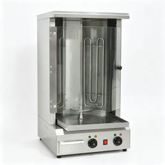 CyperEra CG‑455A 5KW Tabletop Electric Vertical Shawarma Grill, Commercial Doner Kebab Machine with Curved Glass