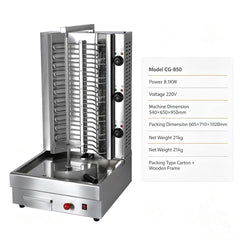 CyperEra CG‑850 8.1KW Electric Vertical Shawarma Grill, Commercial Doner Kebab Machine with Triple Independent Heating Zones