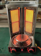 CyperEra CG‑25 Small Gas Shawarma Machine, 2 Burners Tabletop Doner Kebab Gyro Grill