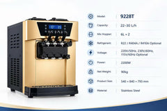 3 Flavor Countertop Soft Serve Ice Cream Machine with Self-Cleaning for Food Truck / Restaurant
