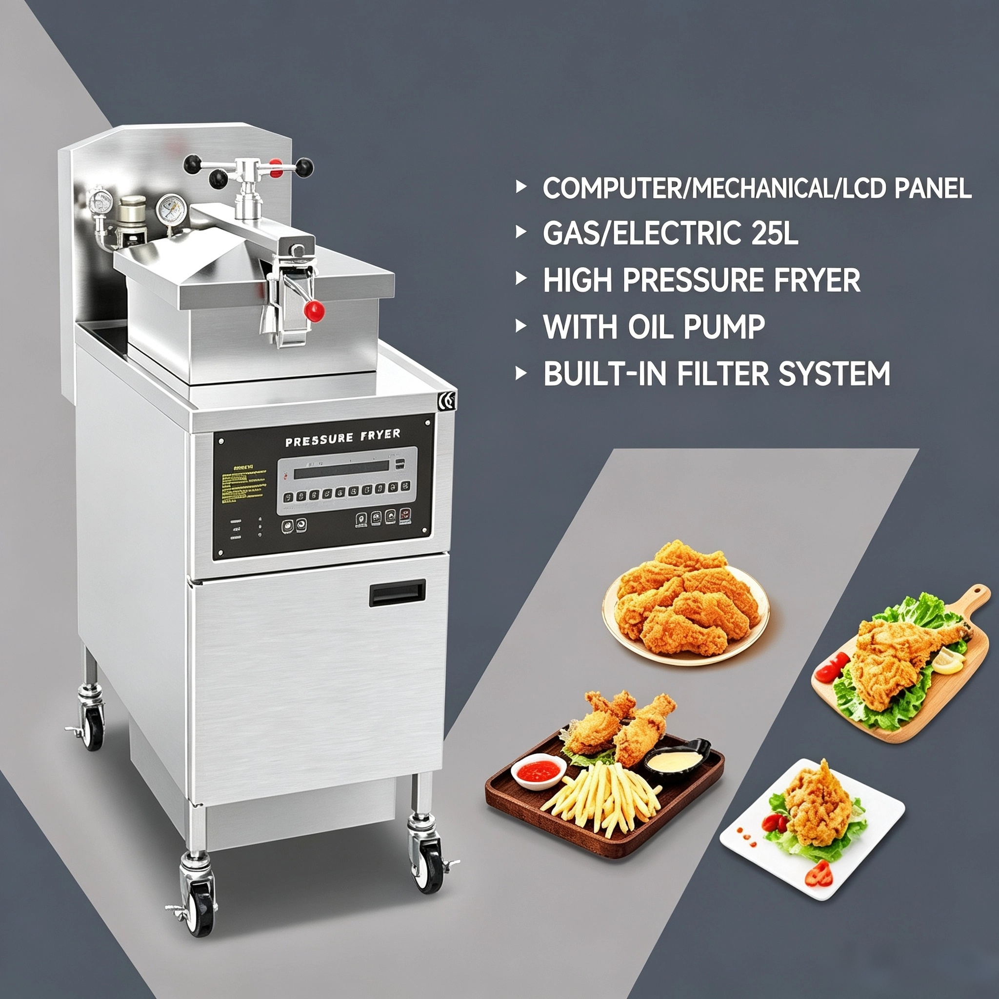 ASQ-FE500  CyperEra 25L Electric Pressure Fryer, wIth Oil Pump & Filter