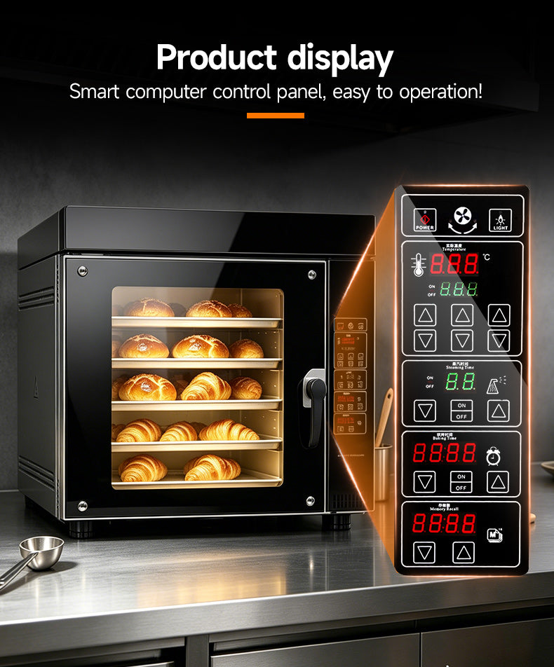 CyperEra CE-Series 5-Tray Commercial Convection Oven with Smart Steam