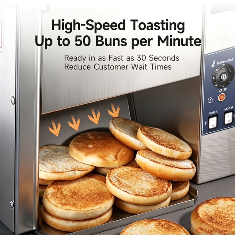 Full Automatic Commercial Vertical Conveyor Bun Toaster