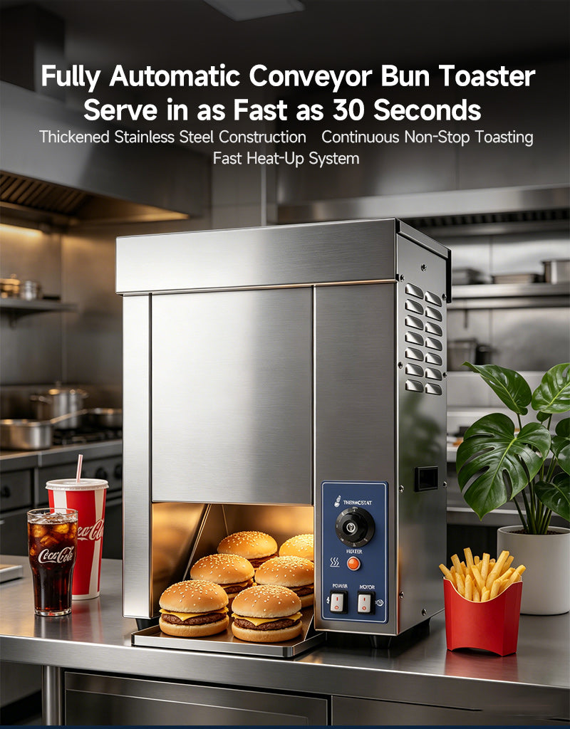 Full Automatic Commercial Vertical Conveyor Bun Toaster