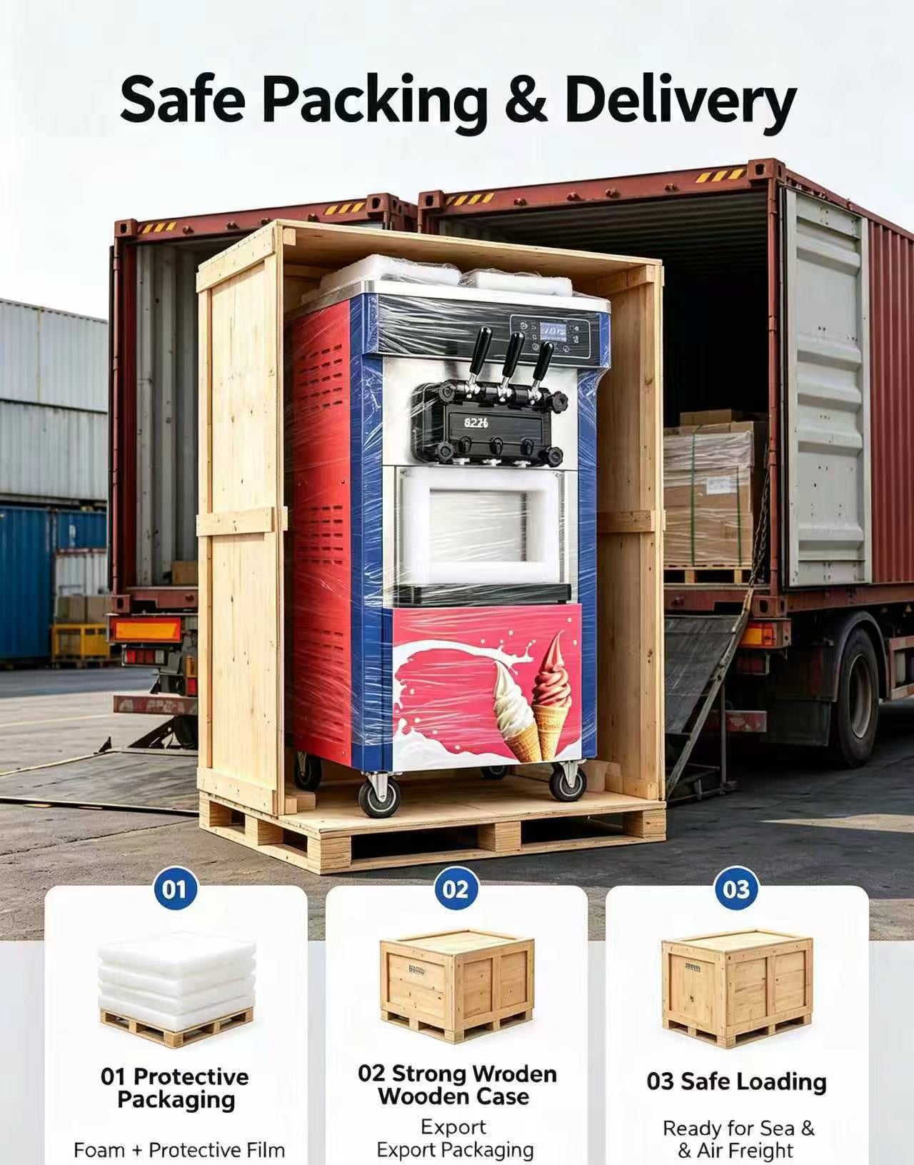 8226 soft serve machine export wooden case packing, ready for sea and air freight