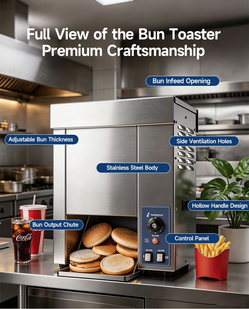 Full Automatic Commercial Vertical Conveyor Bun Toaster