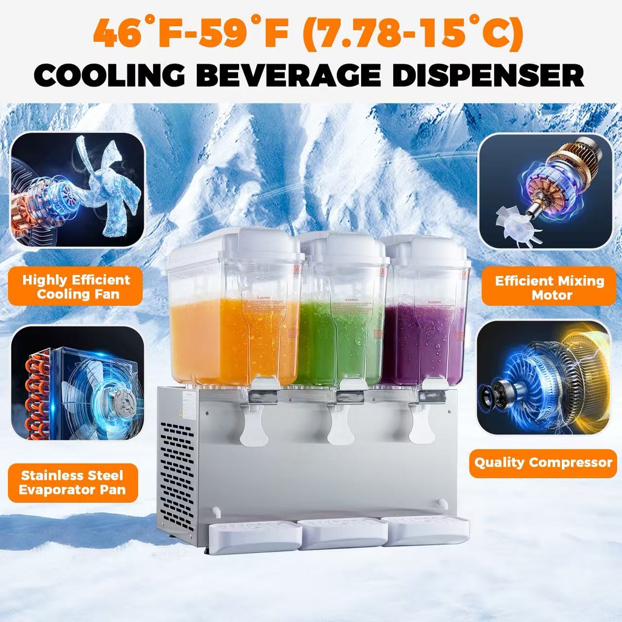 KK18JR‑3 3‑Tank Hot & Spray Beverage Dispenser | High‑Volume Commercial Drink Service Solution
