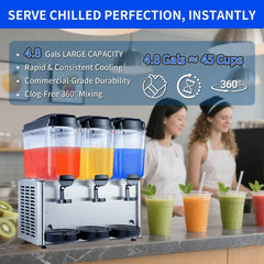 KK18JL-3 Three Tank Hot & Cold Juice Dispenser