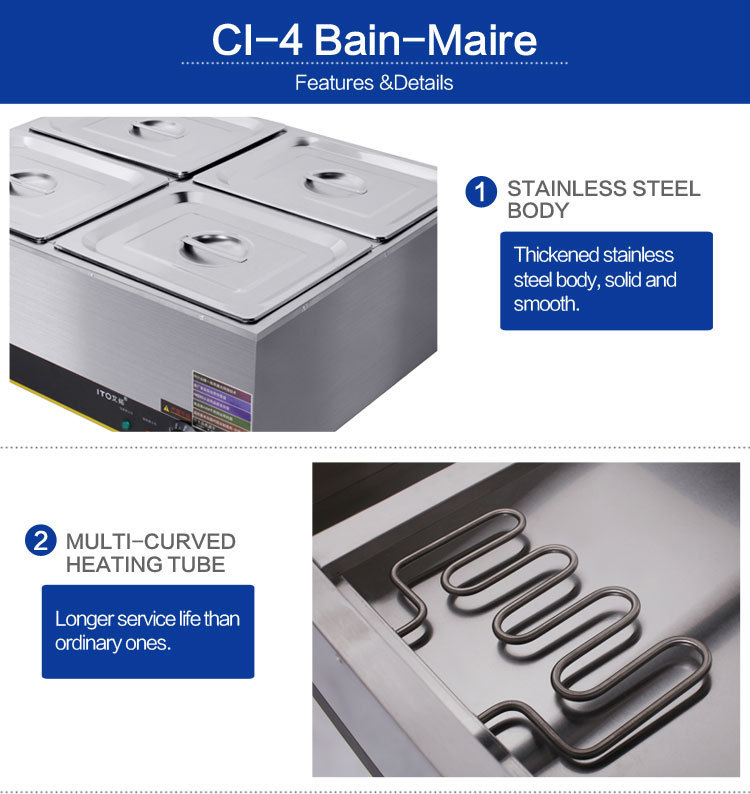 Kitchen Equipment Stainless Steel 5 Tanks Electric Bain Marie/Food Warmer Bain Marie