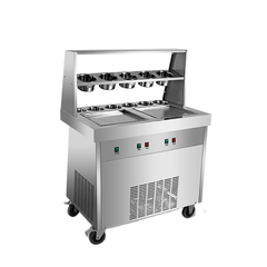 Commercial Double Pans Stainless Steel Thai Fried Roll Ice Cream Machine for Sale