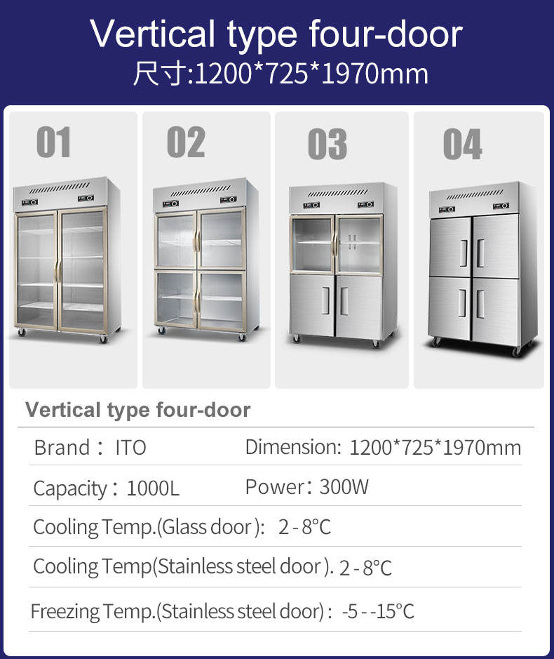 Factory Price Double Doors Dough Freezer Commercial Upright Chiller Refrigerator