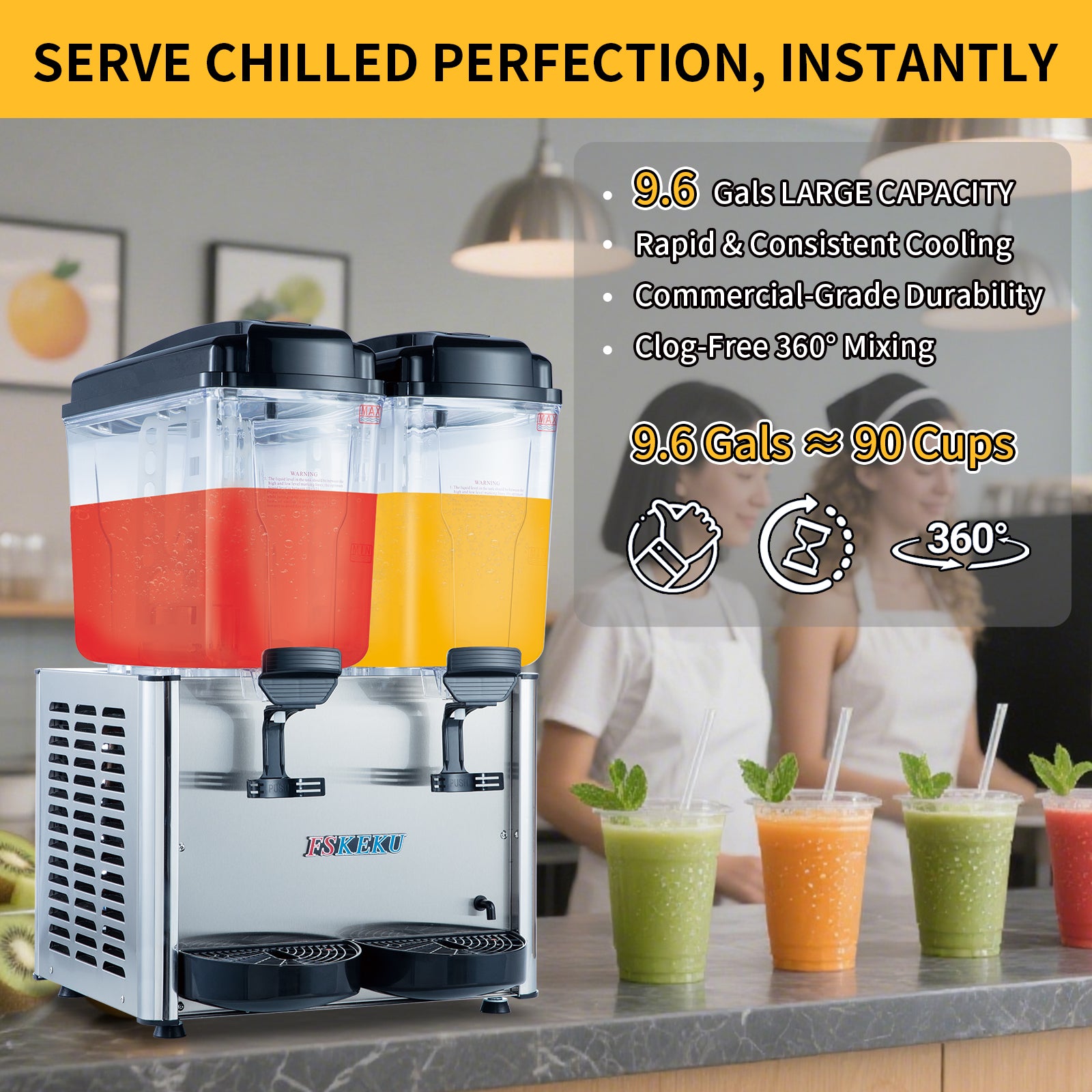 KK18JR-2 Spraying/Hotdrink 2-Tank Commercial Hot Beverage Dispenser