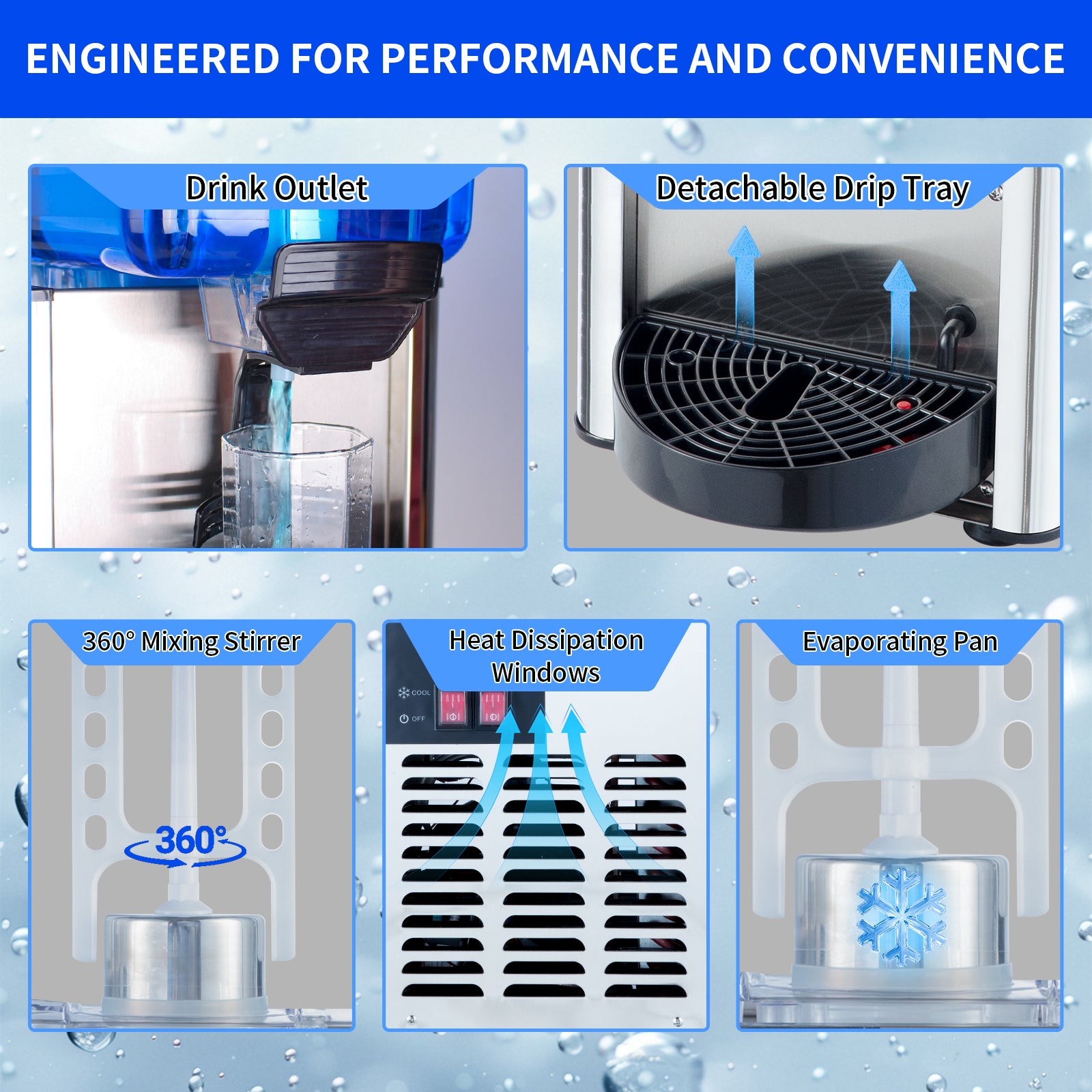 KK18JL-3 Three Tank Hot & Cold Juice Dispenser