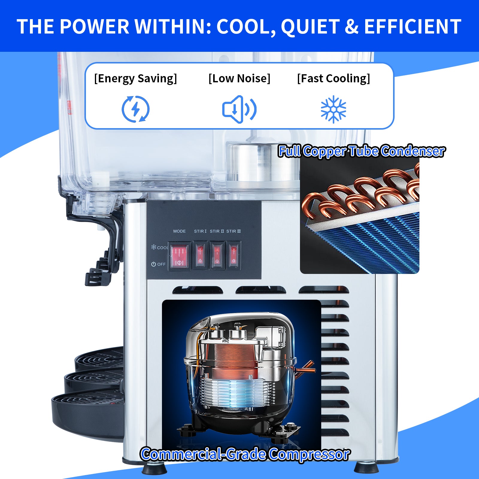 KK18JL-3 Three Tank Hot & Cold Juice Dispenser