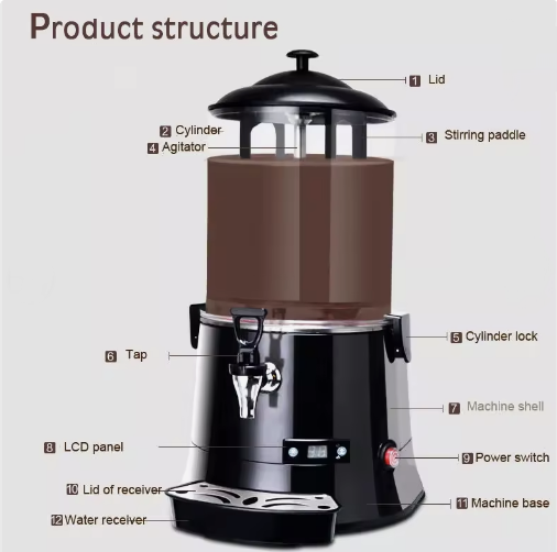 Commercial Electric Chocolate Melting Hot Drink Dispenser Hotel Use Chocolate Blender Milk Tea Dispenser Machine