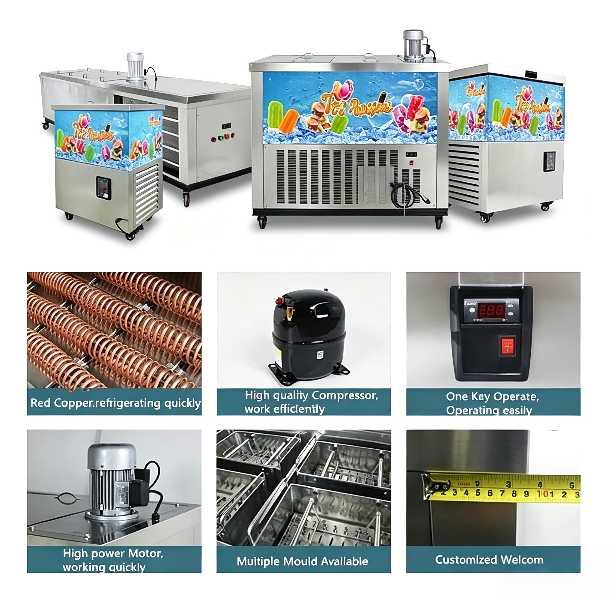 Refrigerator Machinery Commercial Industry Ice Cream Stick Machines Stainless Steel Ice Lollipop Equipment Popsicle Machine