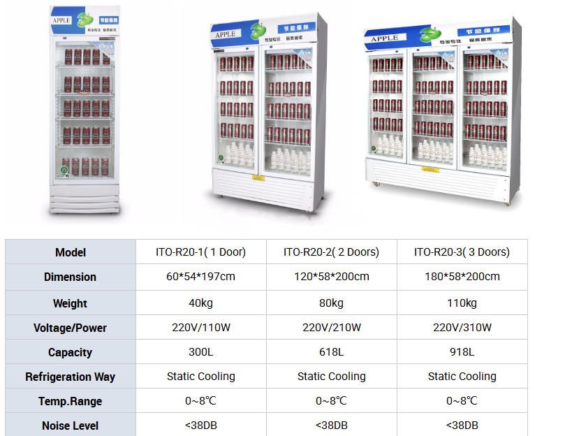 Hot Sale R20-3A Commercial Upright Beverage Cooler Display Fridge Glass Door Drink Refrigerator