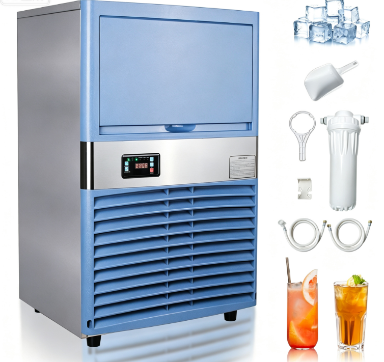 Intelligent Commercial Ice Maker with Adjustable Silent Ice Thickness High Productivity Energy Saving