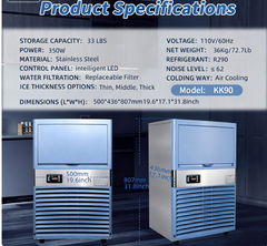 Intelligent Commercial Ice Maker with Adjustable Silent Ice Thickness High Productivity Energy Saving