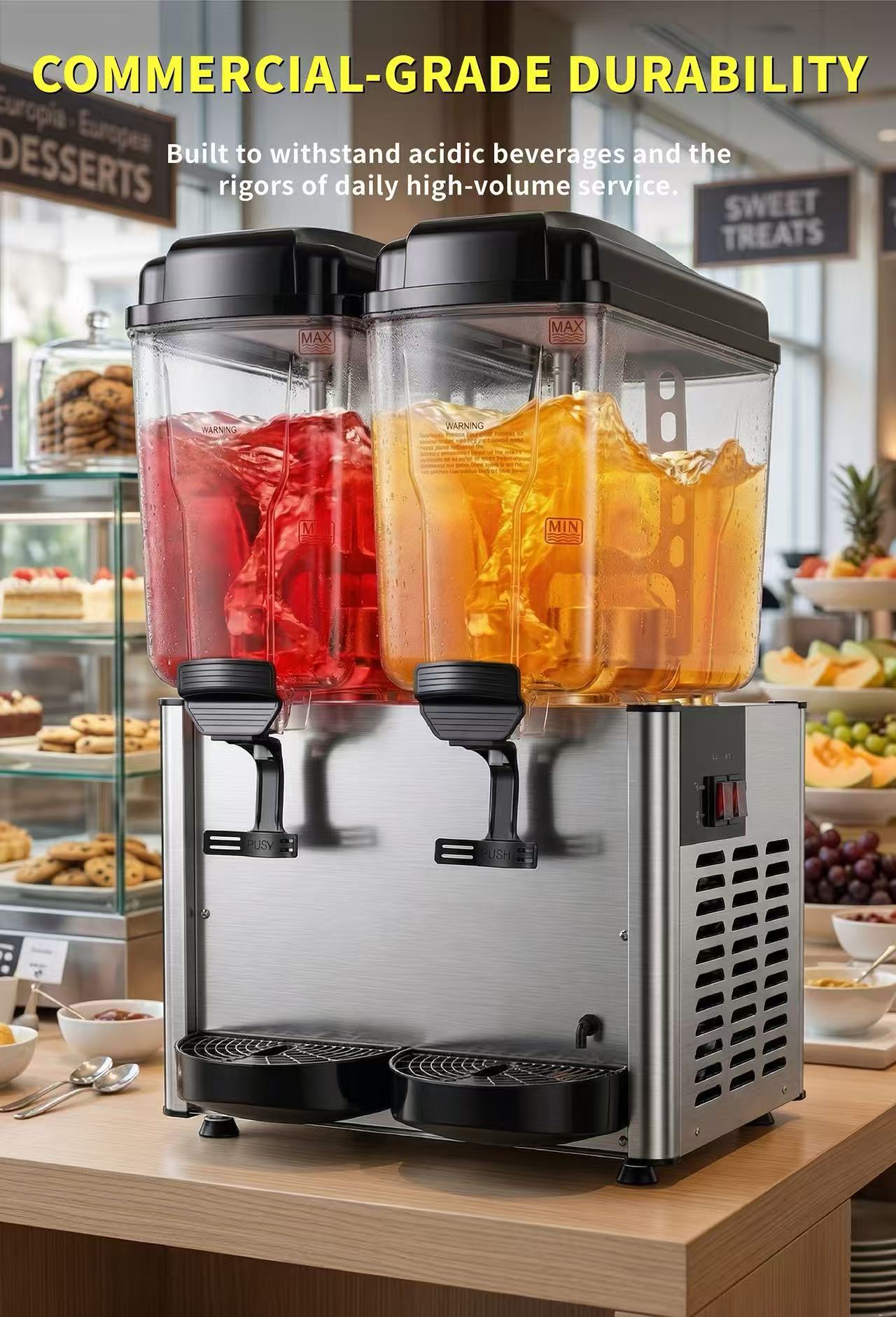 KK18JL-2 Double Tank Juice Dispenser Commercial Drink Dispensers