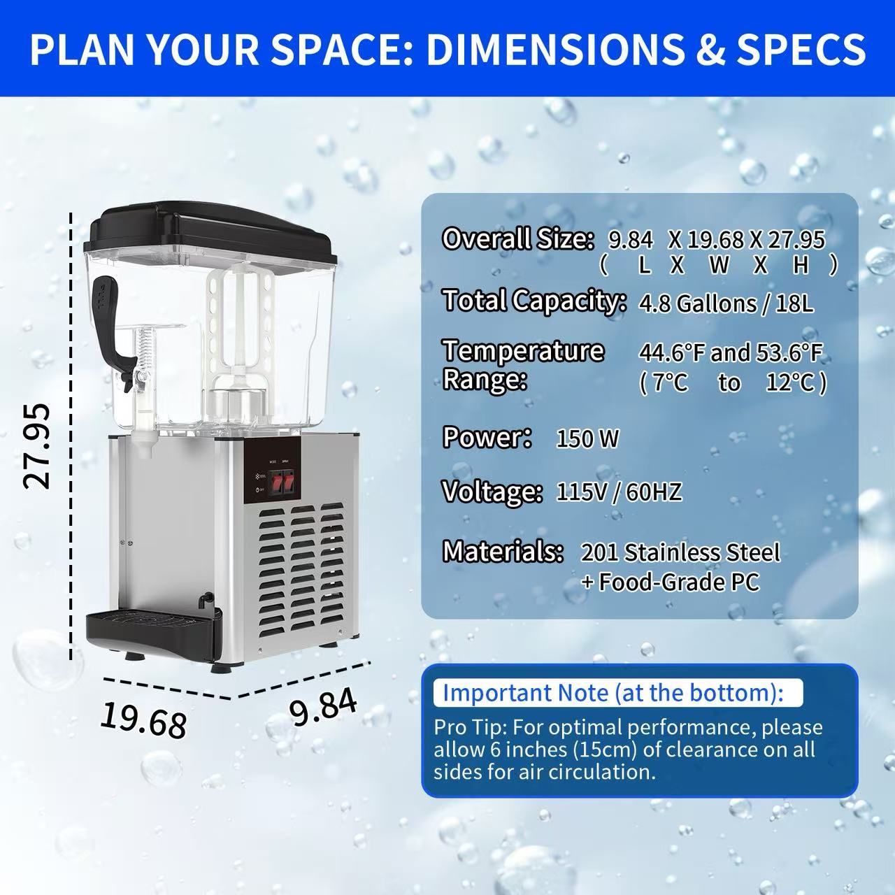 KK18GJL-1 Commercial 1-Tank Hot & Cold Juice Dispenser