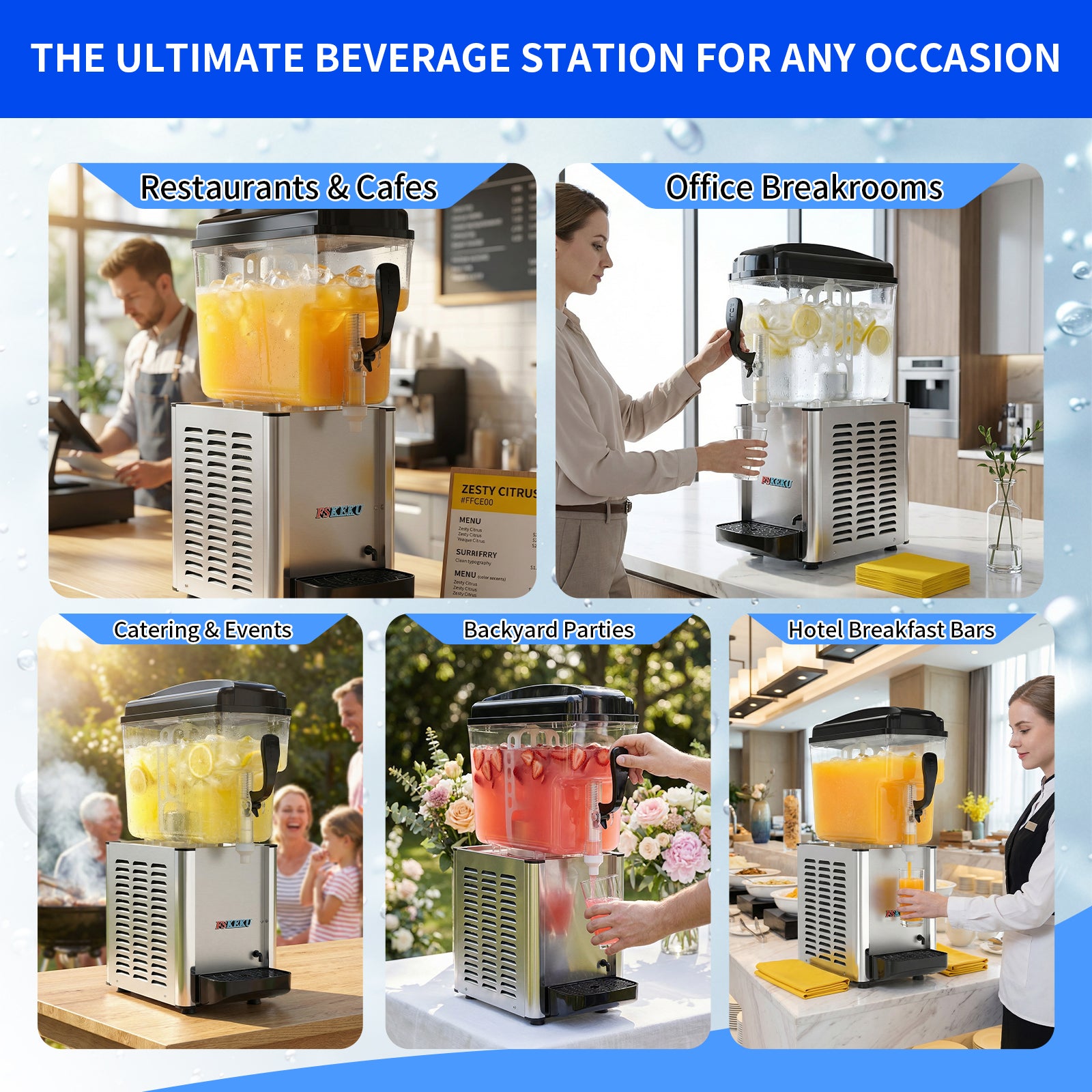 KK18GJL-1 Commercial 1-Tank Hot & Cold Juice Dispenser