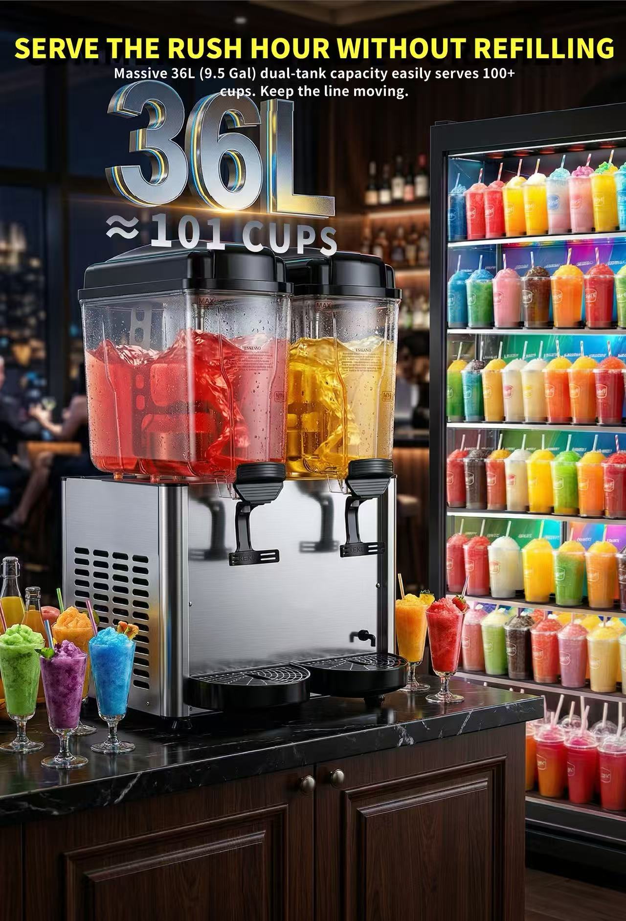 KK18JL-2 Double Tank Juice Dispenser Commercial Drink Dispensers