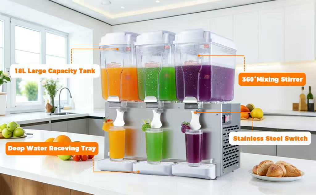 KK18JR‑3 3‑Tank Hot & Spray Beverage Dispenser | High‑Volume Commercial Drink Service Solution