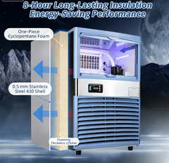 Intelligent Commercial Ice Maker with Adjustable Silent Ice Thickness High Productivity Energy Saving