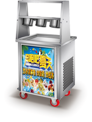 Commercial Double Pans Stainless Steel Thai Fried Roll Ice Cream Machine for Sale