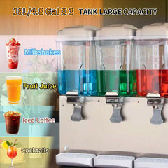 KK18JLR-3 Spraying/Cold & Hotdrink Commercial Juice Dispensers 3-Tank