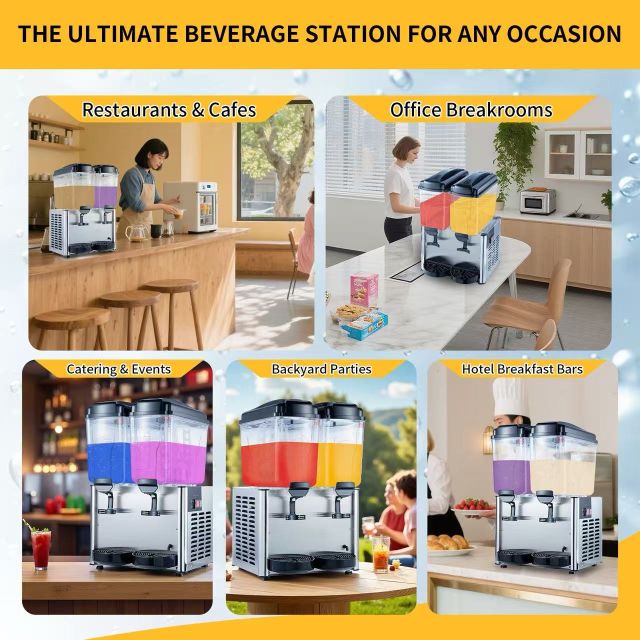 KK18JL-2 Double Tank Juice Dispenser Commercial Drink Dispensers