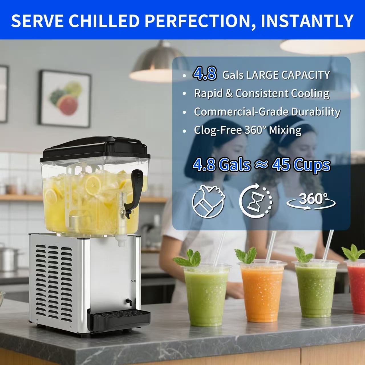 KK18GJL-1 Commercial 1-Tank Hot & Cold Juice Dispenser