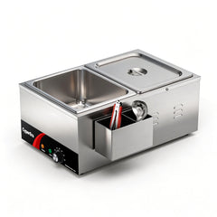 2 tank CyperEra CE-FW19 Commercial Food Warmer 19QT, 1200W Countertop Bain Marie Buffet Warmer, Water Bath Steam Table with Seamless Stainless Steel Tank & Precise Temp Control (86-185°F)