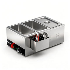 3 tank CyperEra CE-FW19 Commercial Food Warmer 19QT, 1200W Countertop Bain Marie Buffet Warmer, Water Bath Steam Table with Seamless Stainless Steel Tank & Precise Temp Control (86-185°F)