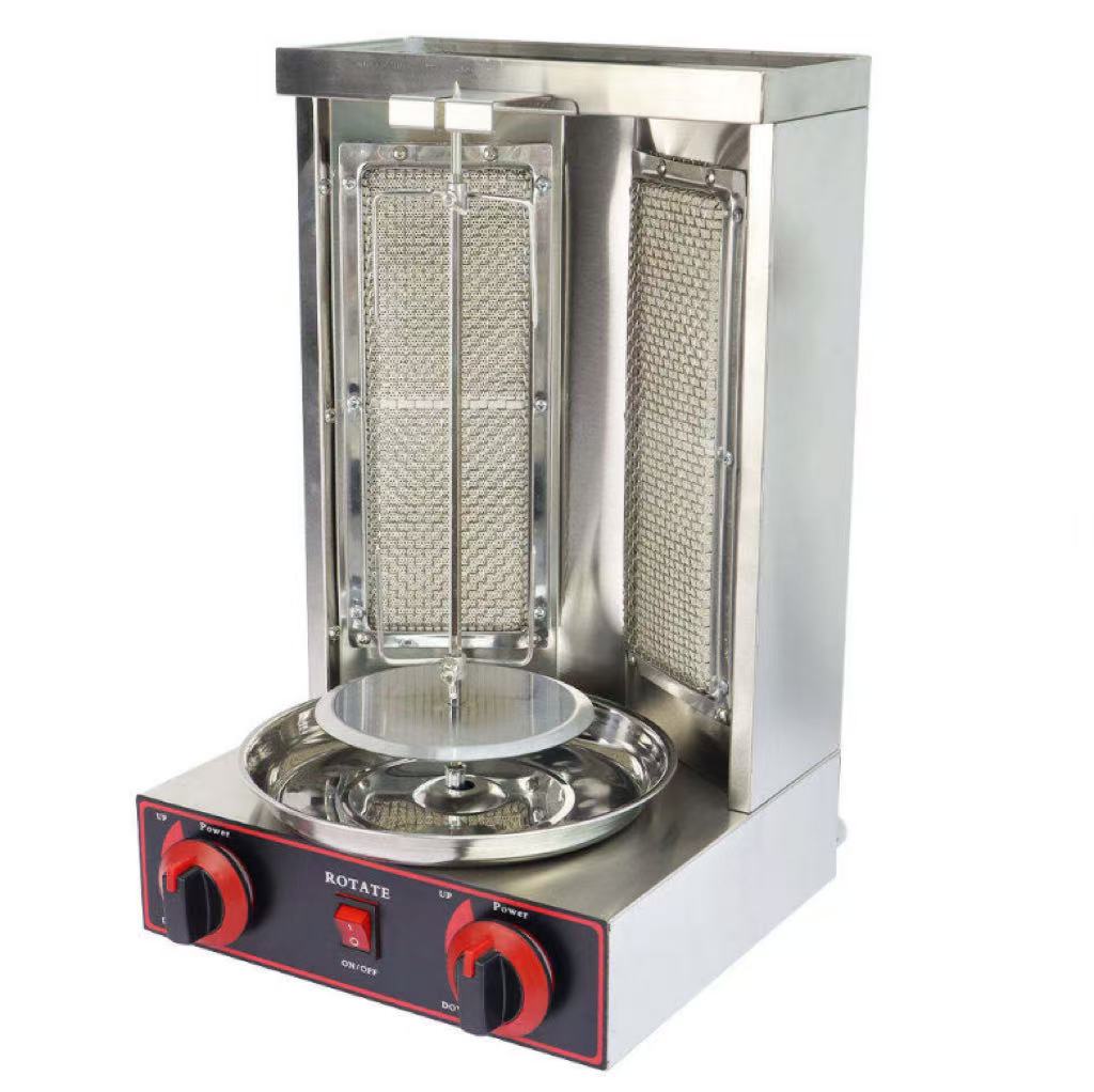 CyperEra CG‑25 Small Gas Shawarma Machine, 2 Burners Tabletop Doner Kebab Gyro Grill