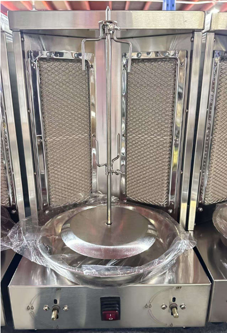 CyperEra CG‑25 Small Gas Shawarma Machine, 2 Burners Tabletop Doner Kebab Gyro Grill