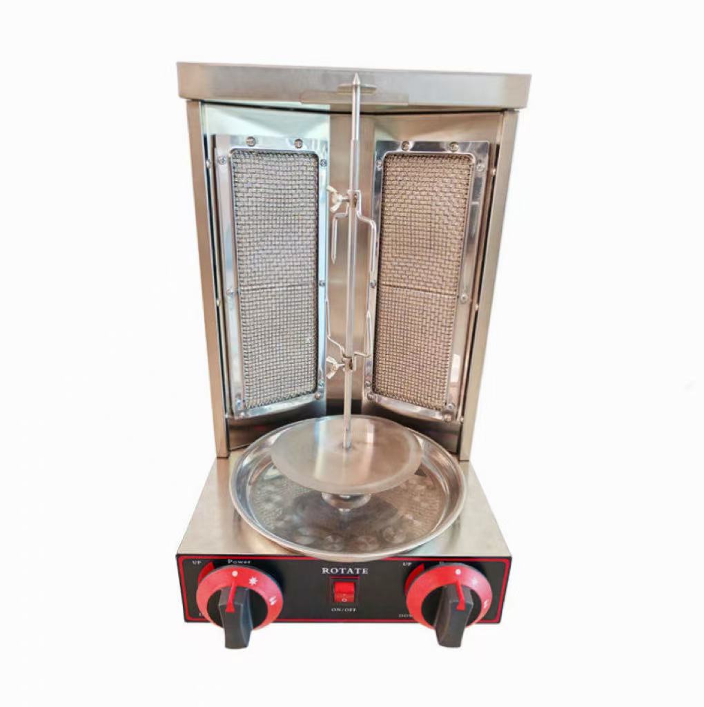 CyperEra CG‑25 Small Gas Shawarma Machine, 2 Burners Tabletop Doner Kebab Gyro Grill