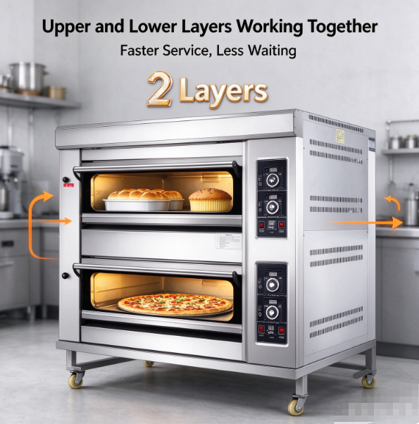 GO24 Commercial Gas Oven | 2 Deck 4 Tray 350℃ Baking Oven For Bakery