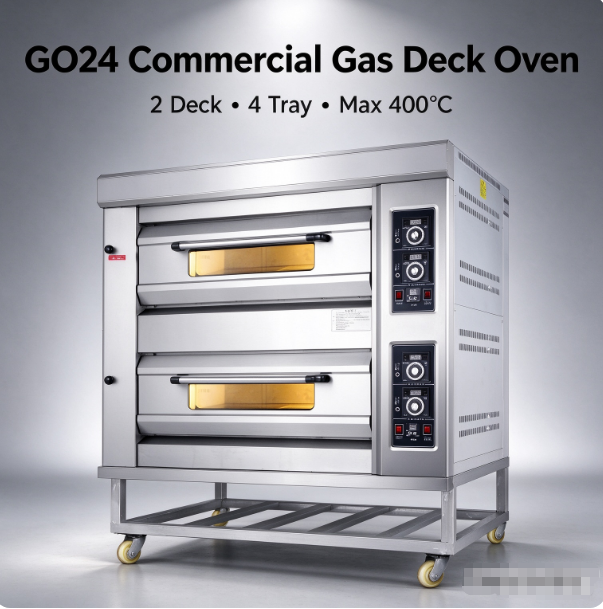 GO24 Commercial Gas Oven | 2 Deck 4 Tray 350℃ Baking Oven For Bakery