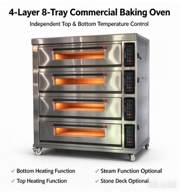 EO48 Commercial electric Oven | 4 Deck 8 Tray 400℃ Baking Oven For Bakery