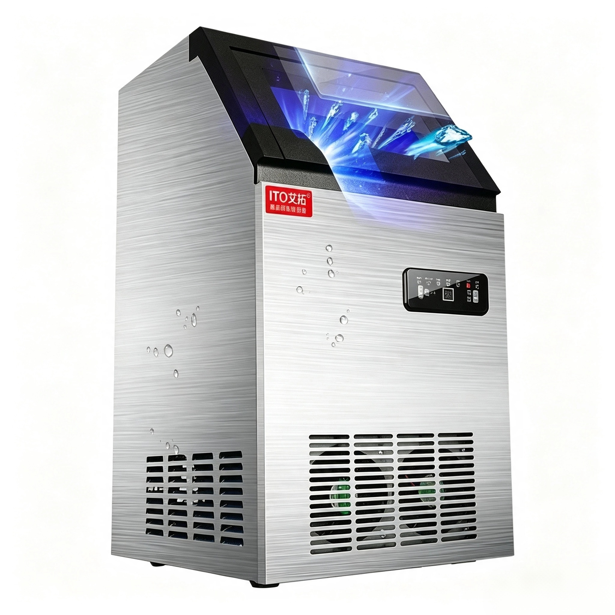 CyperEra ITO90PF 45kg Commercial Ice Cube Machine, 240W