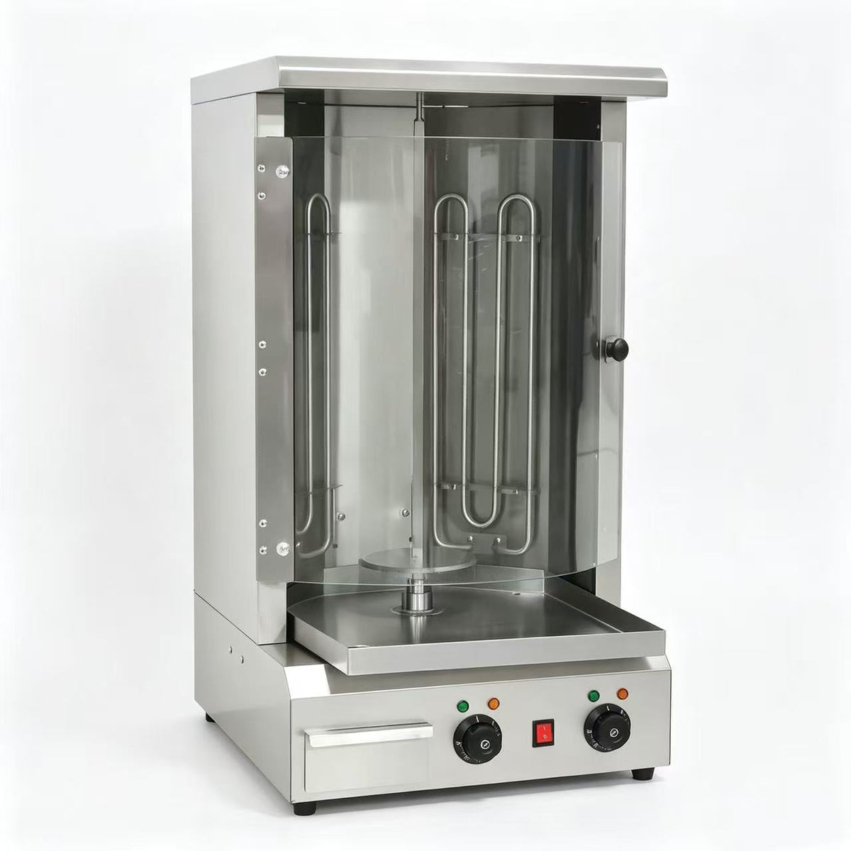 CyperEra CG‑455A 5KW Tabletop Electric Vertical Shawarma Grill, Commercial Doner Kebab Machine with Curved Glass
