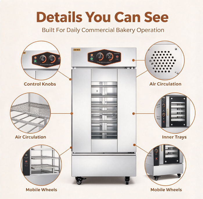 Cyperera 6 Trays Electric Dough Proofer Commercial Fermentation Cabinet